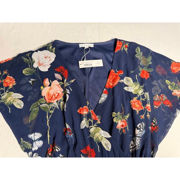 Baltic Born Madeline Multi Floral Wrap Maxi Dress Size MEDIUM Navy and Coral - Picture 4 of 11